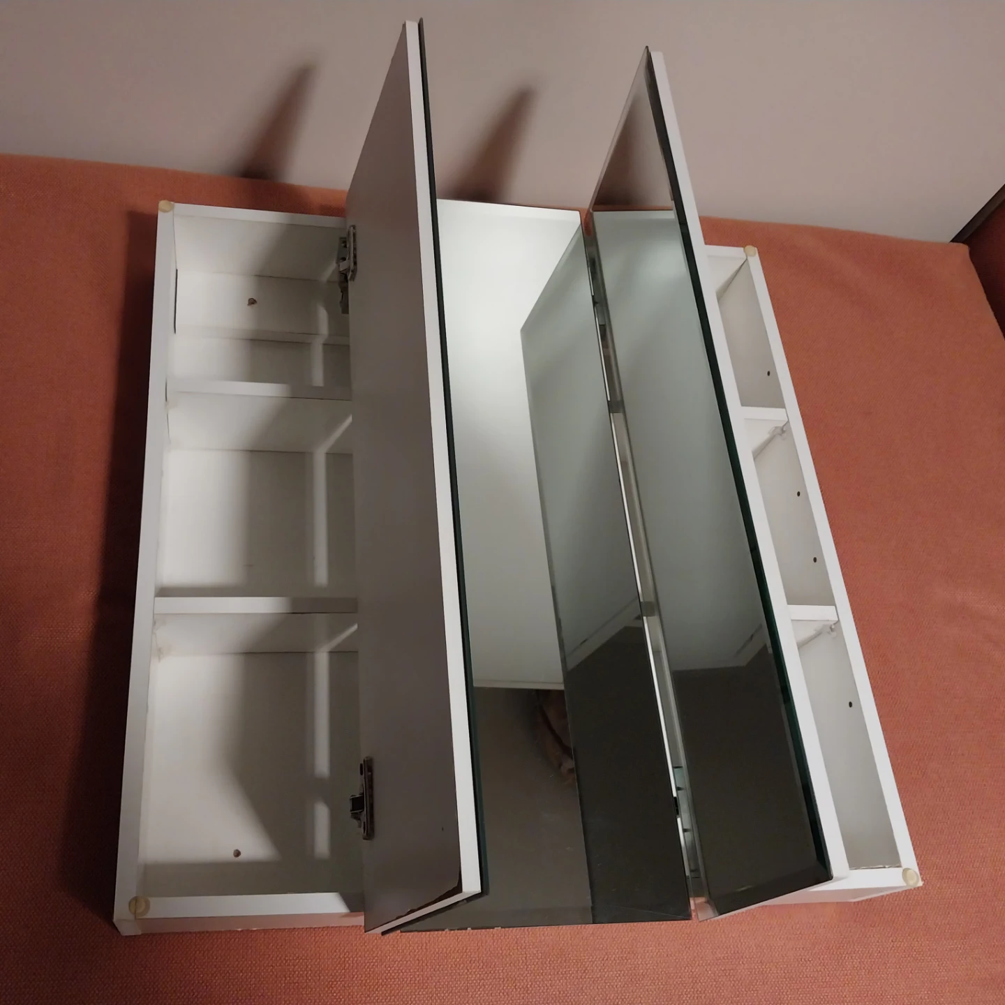 Frameless Tri-View Mirrored Medicine Cabinet – Like New - photo 2