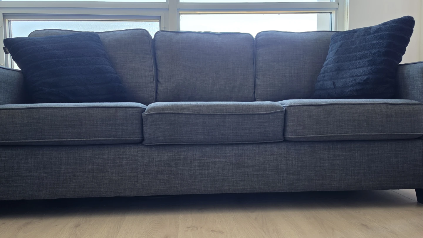 Three-Seater Grey Fabric Sofa - photo 4