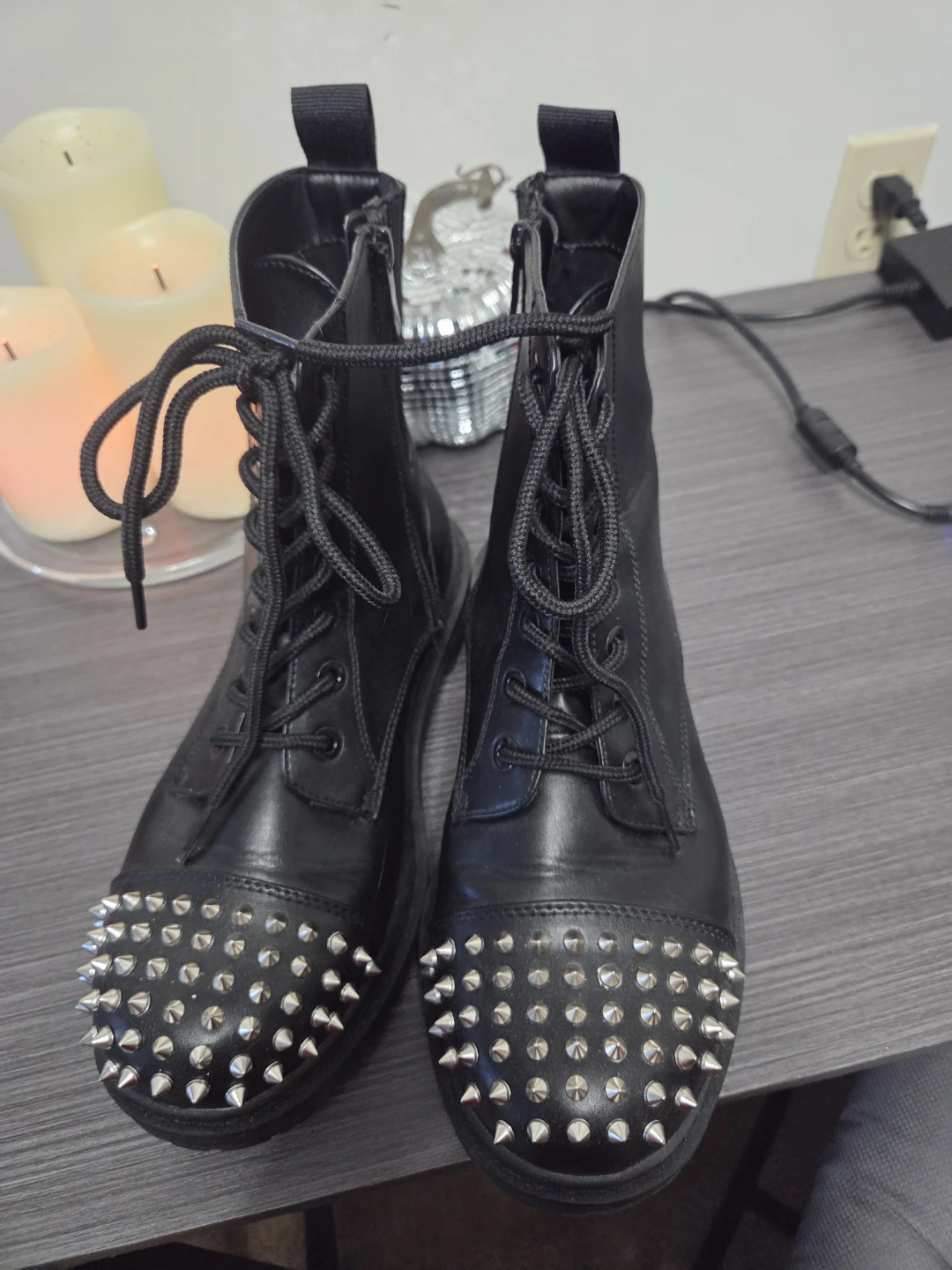 Torrid Black Studded Combat Boots Size 9WW