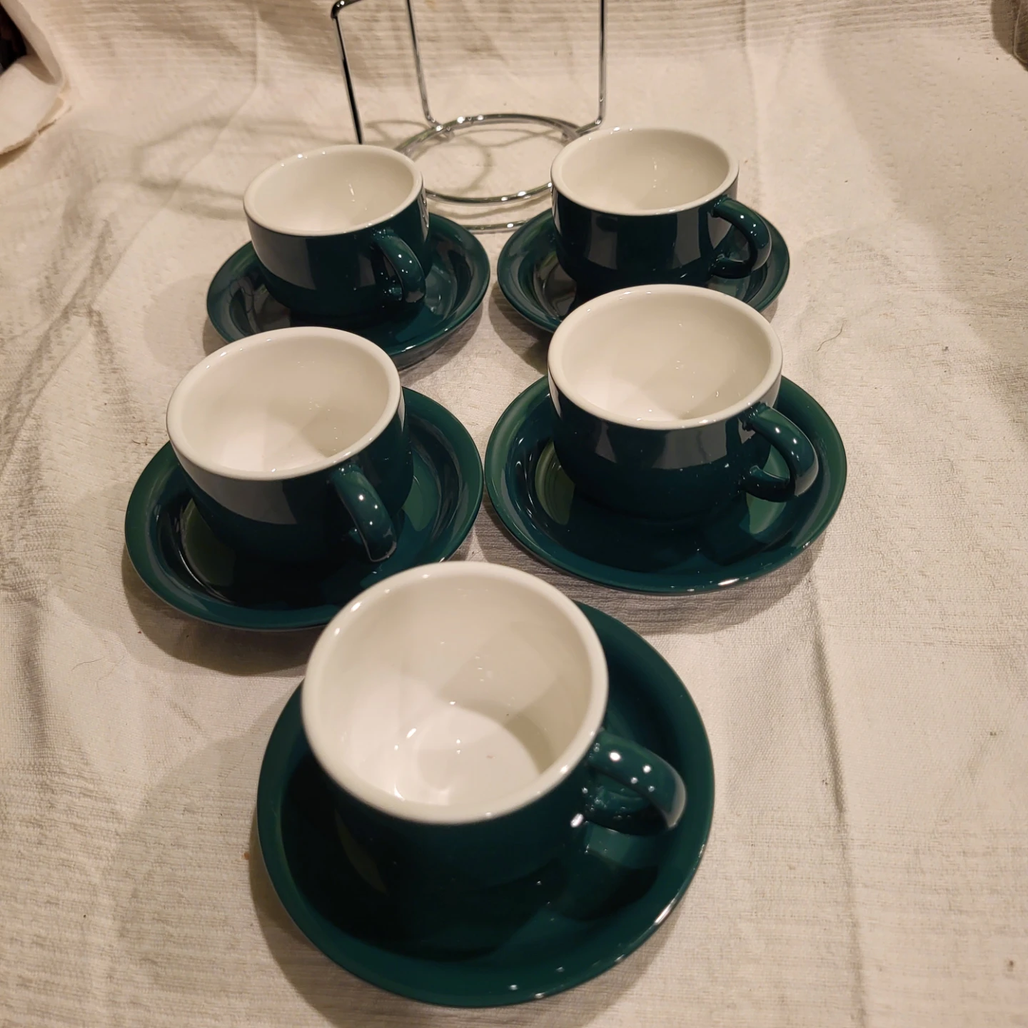 Set of 5 Dark Green Espresso Cups with Stand - photo 2
