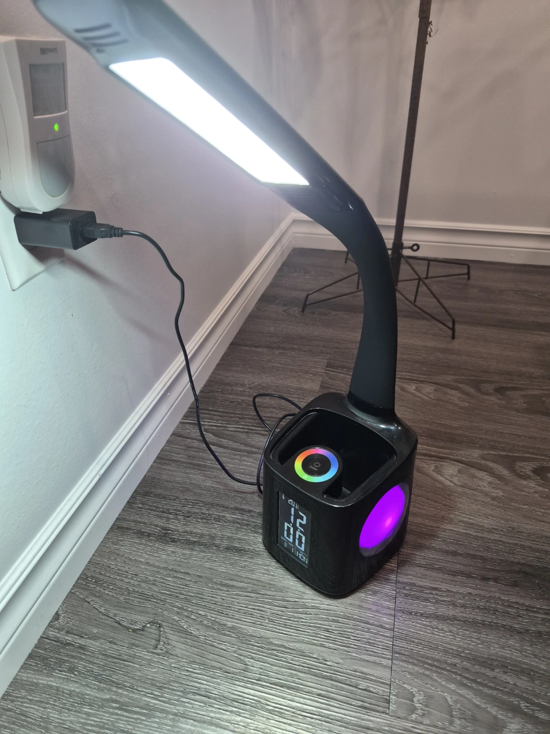 LED Desk Lamp with Clock, alarm, color changing Nightlight,