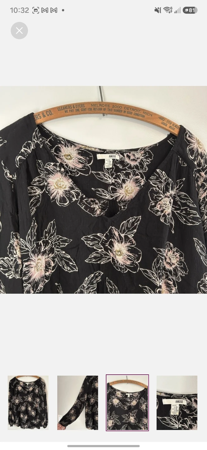 Amuse Society Floral Long Sleeve Blouse Black - photo 3