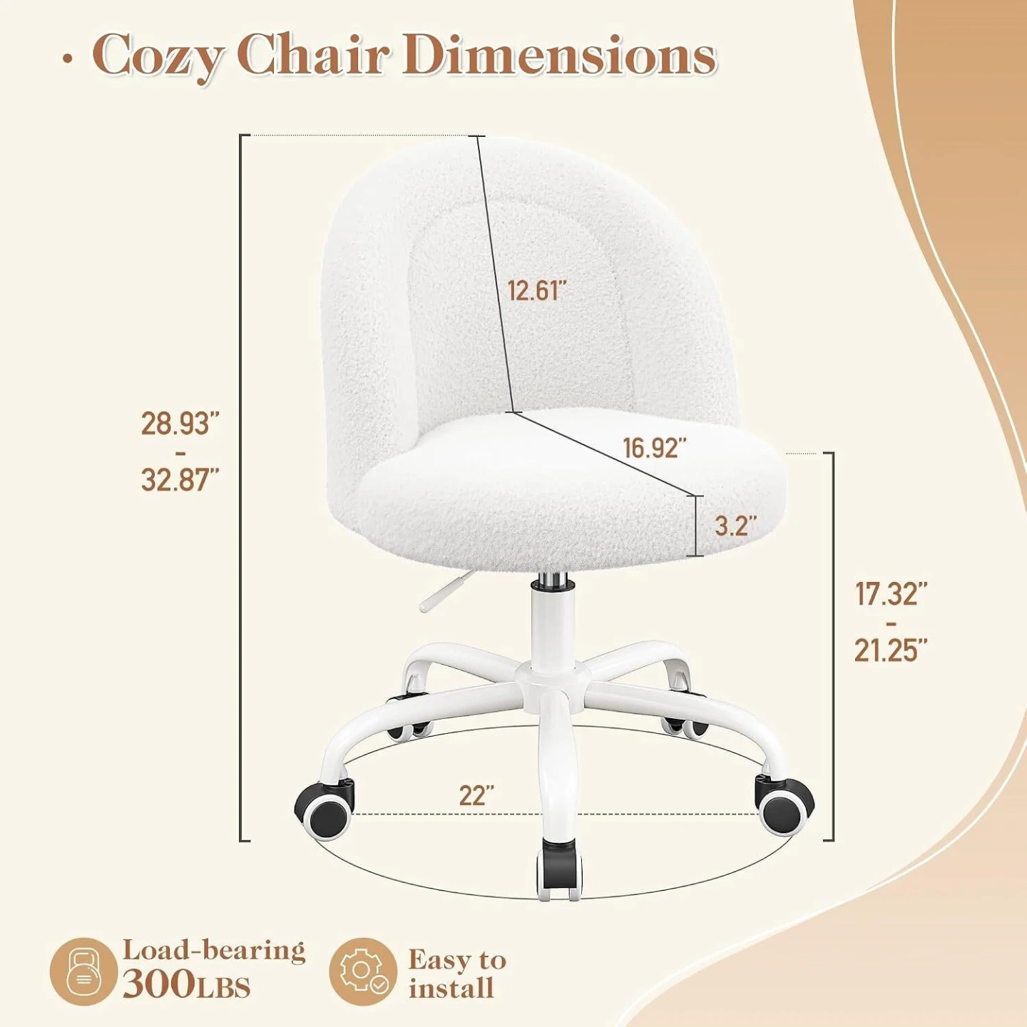 White Faux Sheepskin Home Office Chair - photo 2