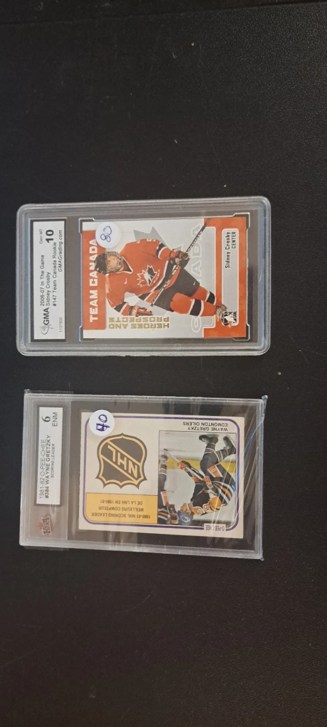 Sidney Crosby and Wayne Gretzky Graded Hockey Cards
