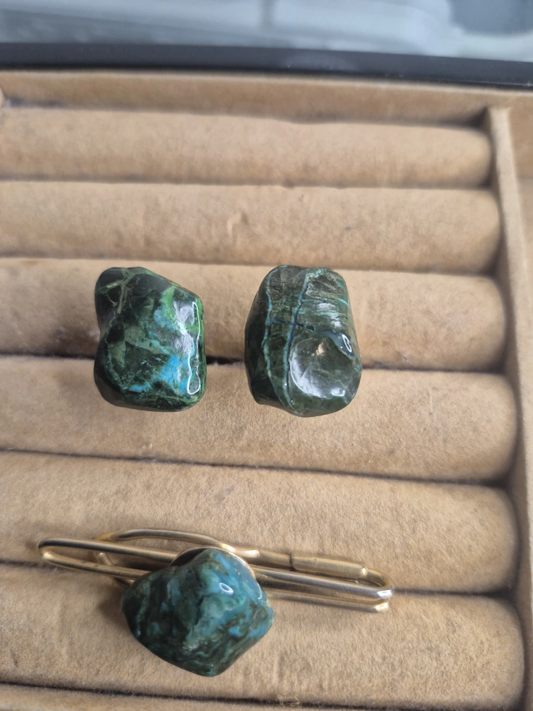 Vintage cufflinks Natural Stone Jewelry Set
