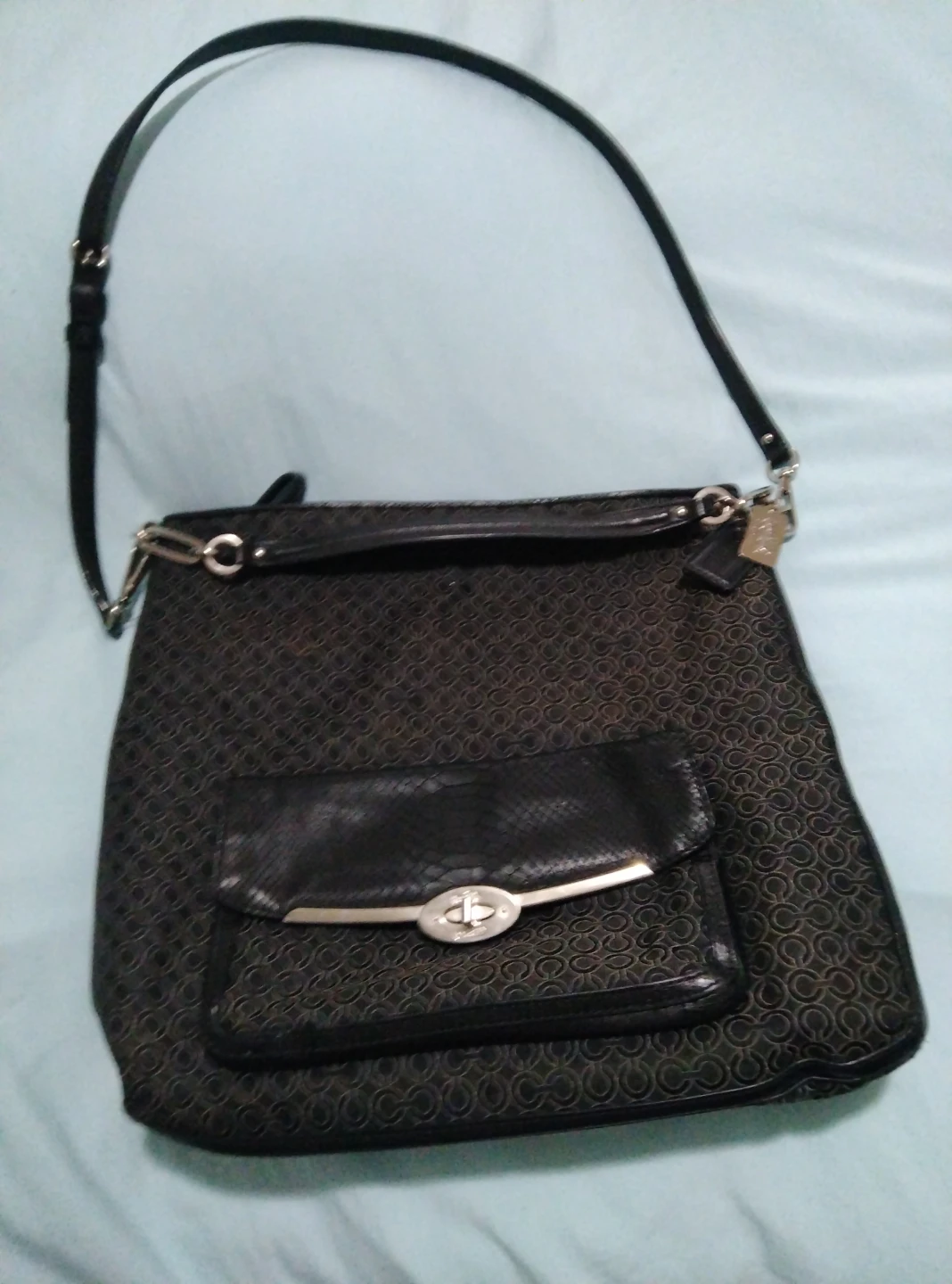 Coach Signature Black Hobo Bag