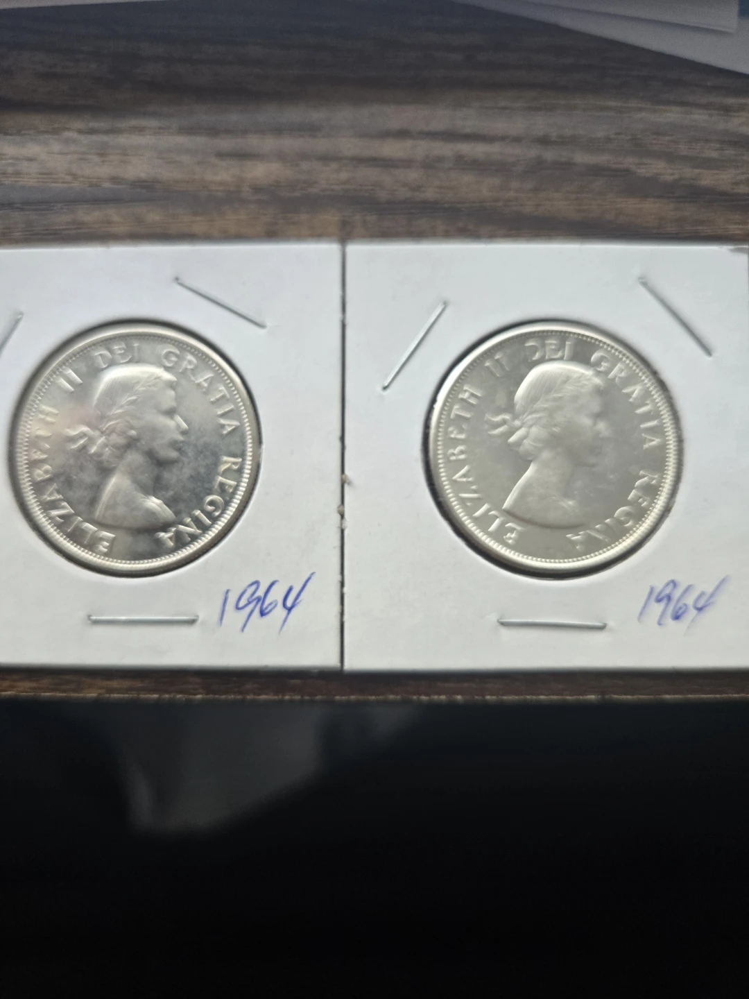 Two 1964 Canadian 50 Cent Coins - photo 2
