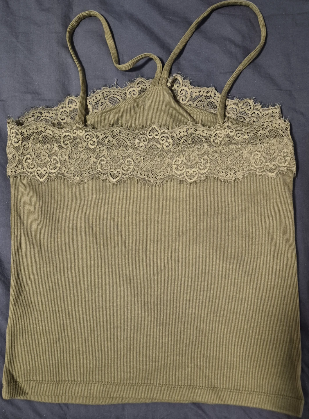 Gap Olive Green Ribbed Lace Cami - Size Medium - photo 4