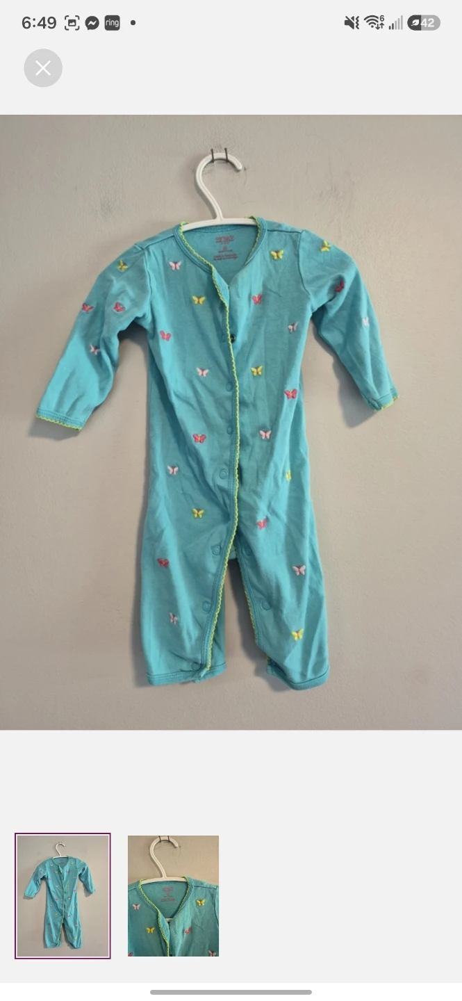 Carter's teal baby sleeper size 6