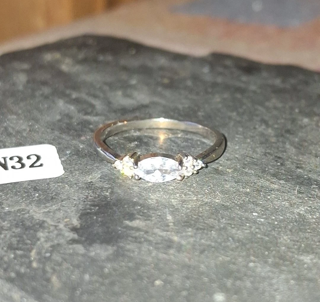 Size 6- Silver-Tone Ring with Marquise Crystal - photo 2