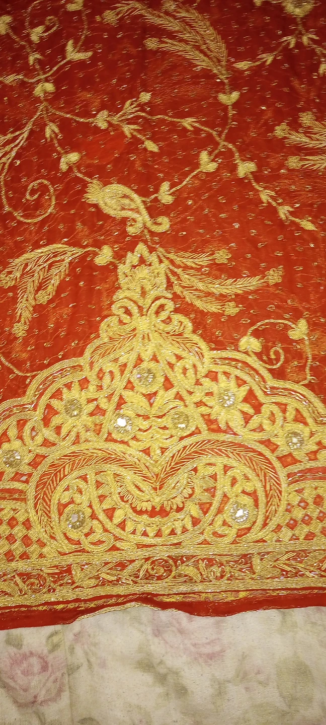 Red and gold traditional ethnic bridal lengaha outfit - photo 5