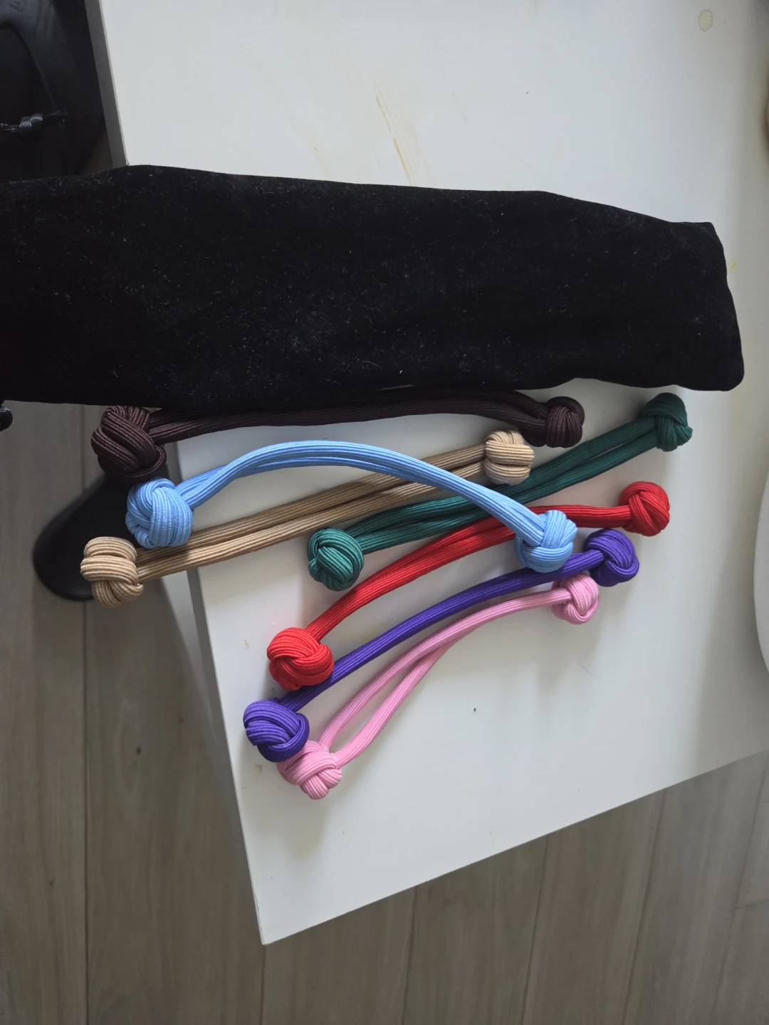 Set of 7 Cord Knot Hair Ties with Pouch - photo 5