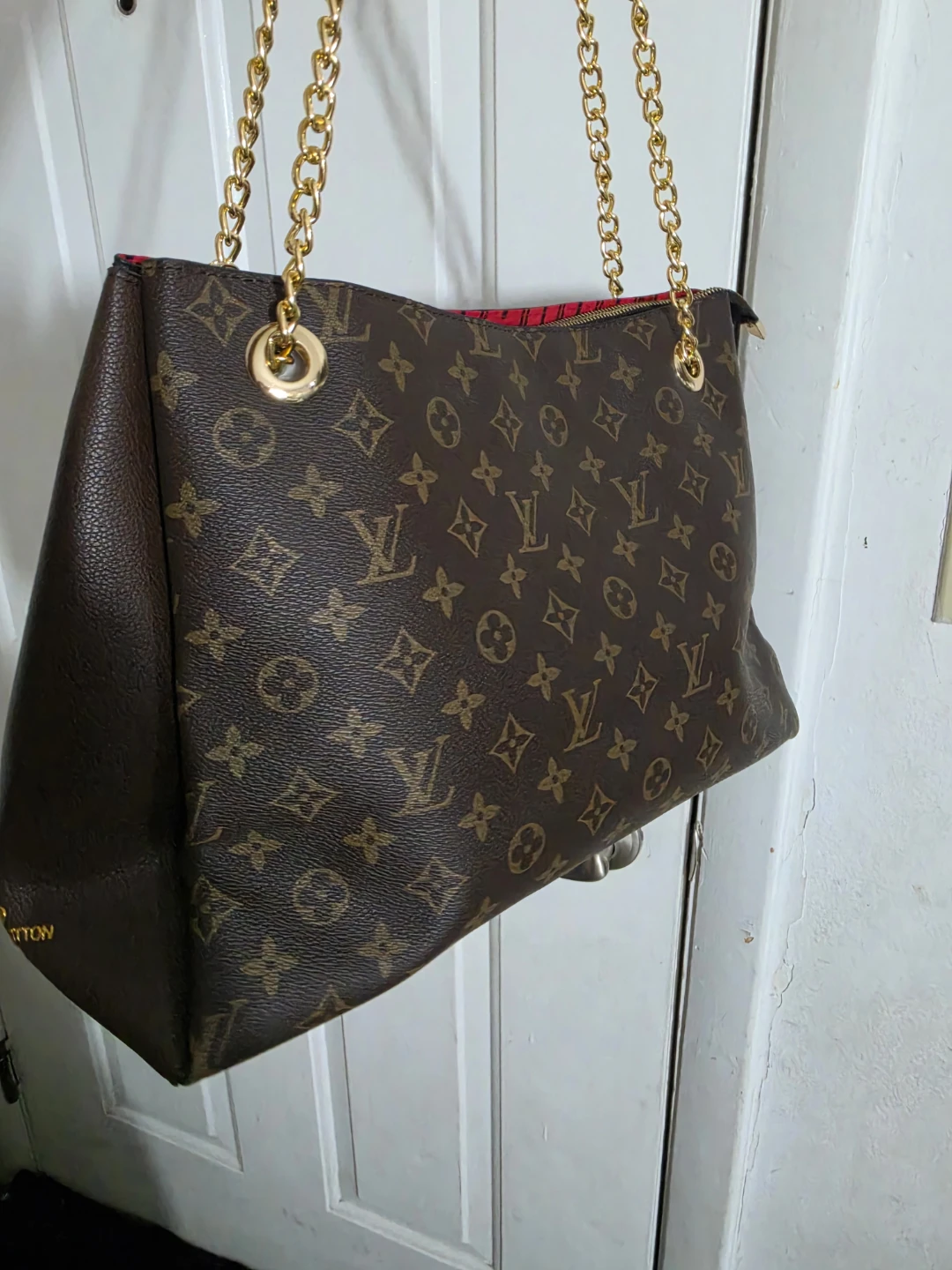 Monogram Pattern Tote Bag with Gold Chain - photo 2