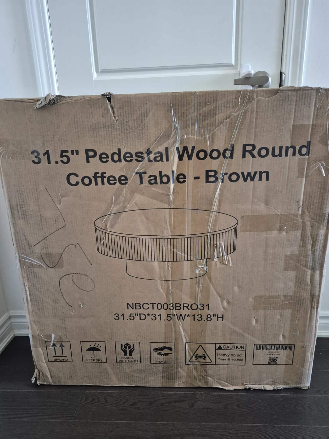 31.5" Roundl Wood Coffee Table - Brown - photo 2