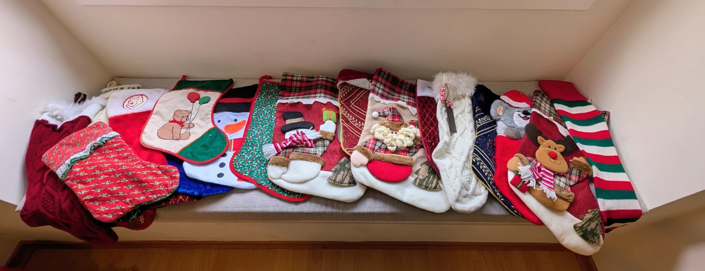Assorted Christmas Stockings, Set of 21 Total