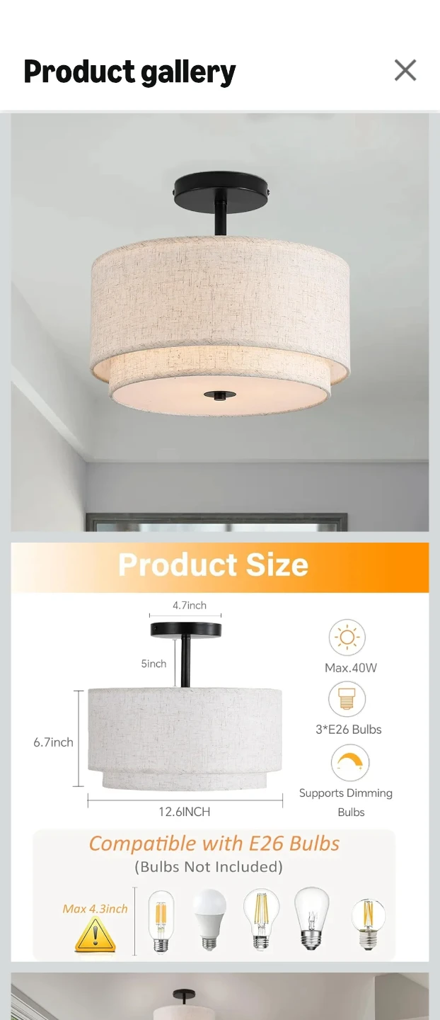 2-Tier Drum Flush Mount Ceiling Light