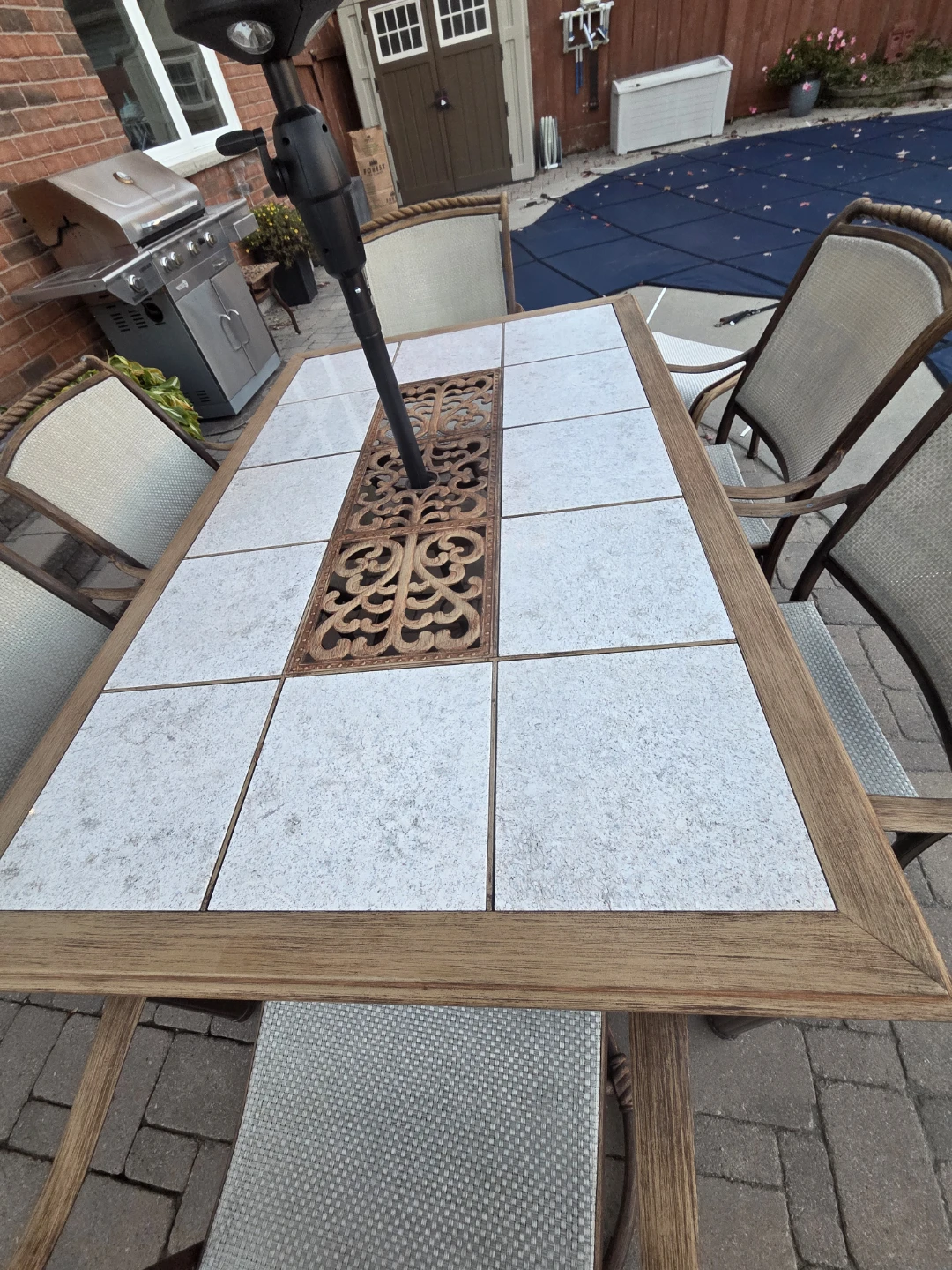 Outdoor Tile Top Dining Table and 6 Chairs - photo 3