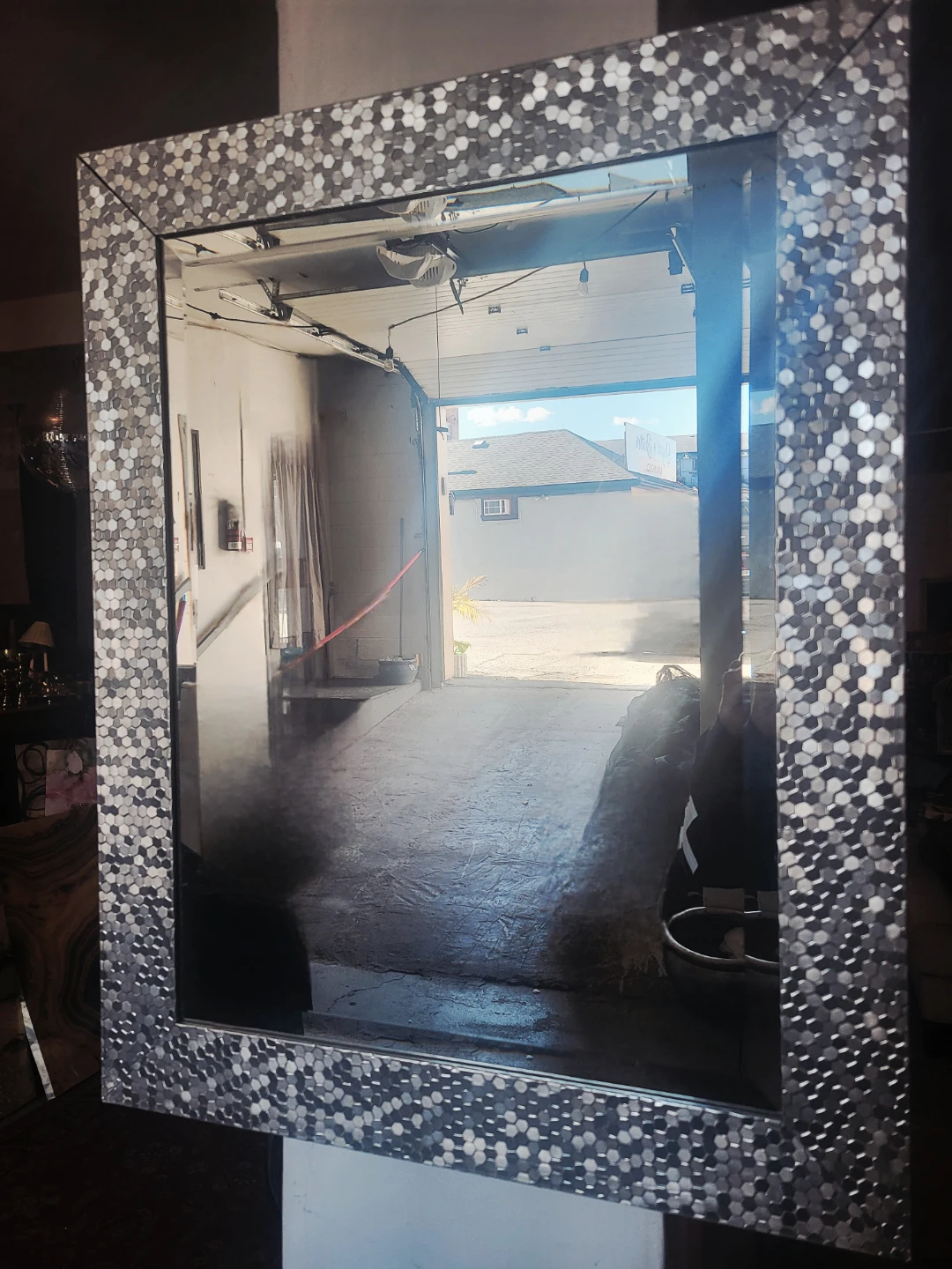 Hexagon Mosaic Tile Framed Mirror - 29" x 23"