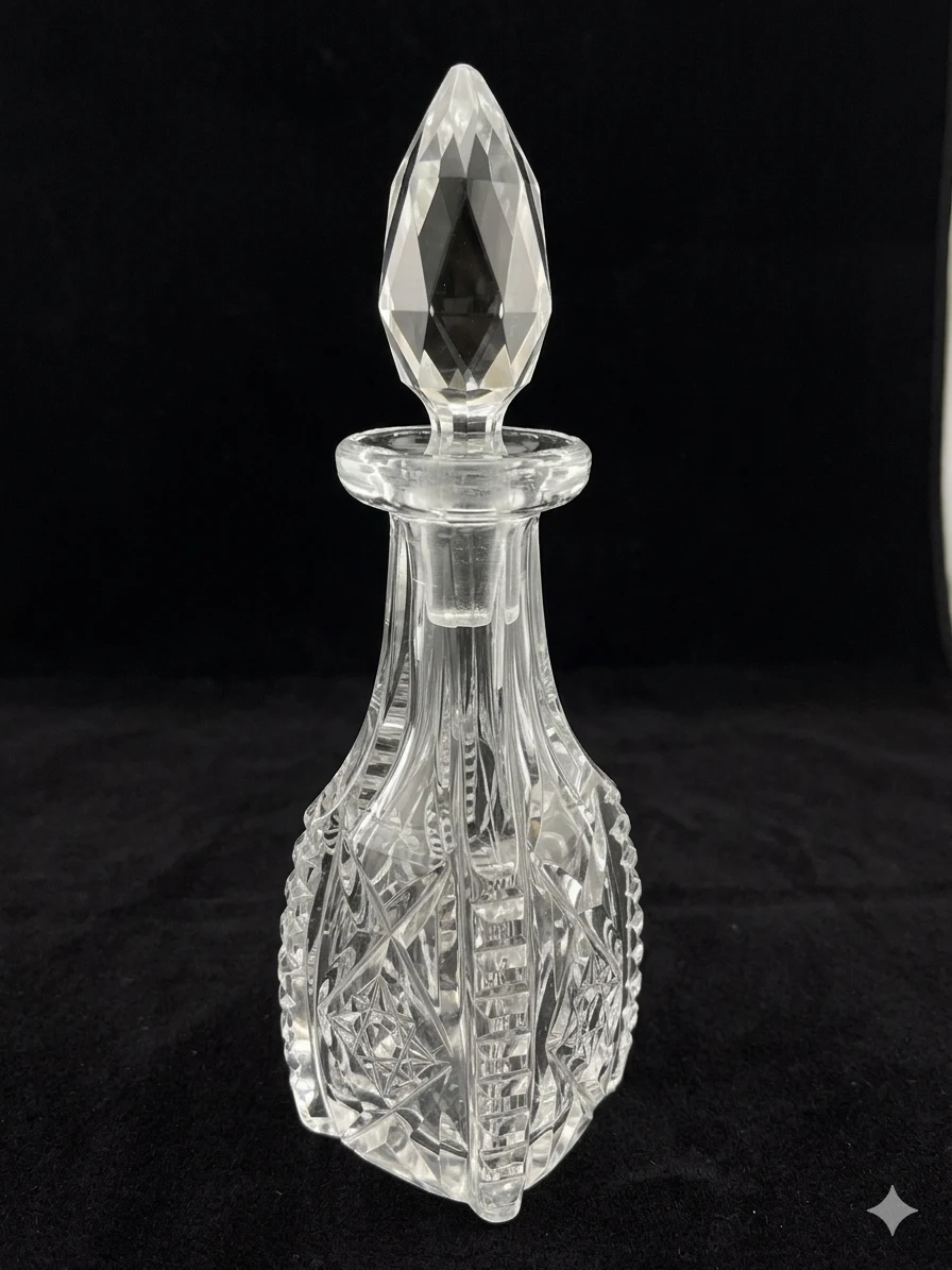 Vintage Miniature Decanter Scent Bottle w/ Faceted Stopper - photo 2