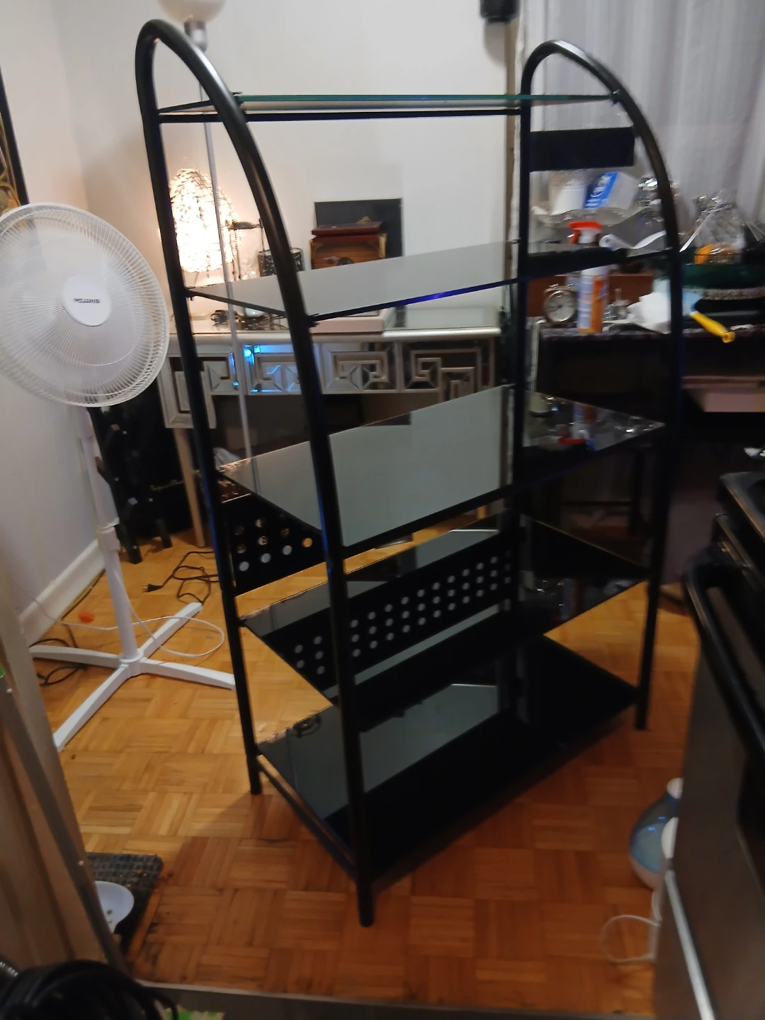 Modern black metal and glass shelf - photo 4