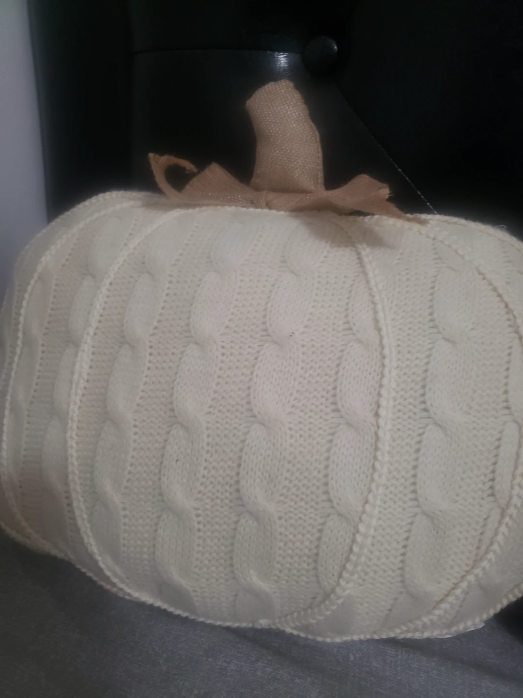 Set of Two Cream Cable Knit Pumpkins - photo 3