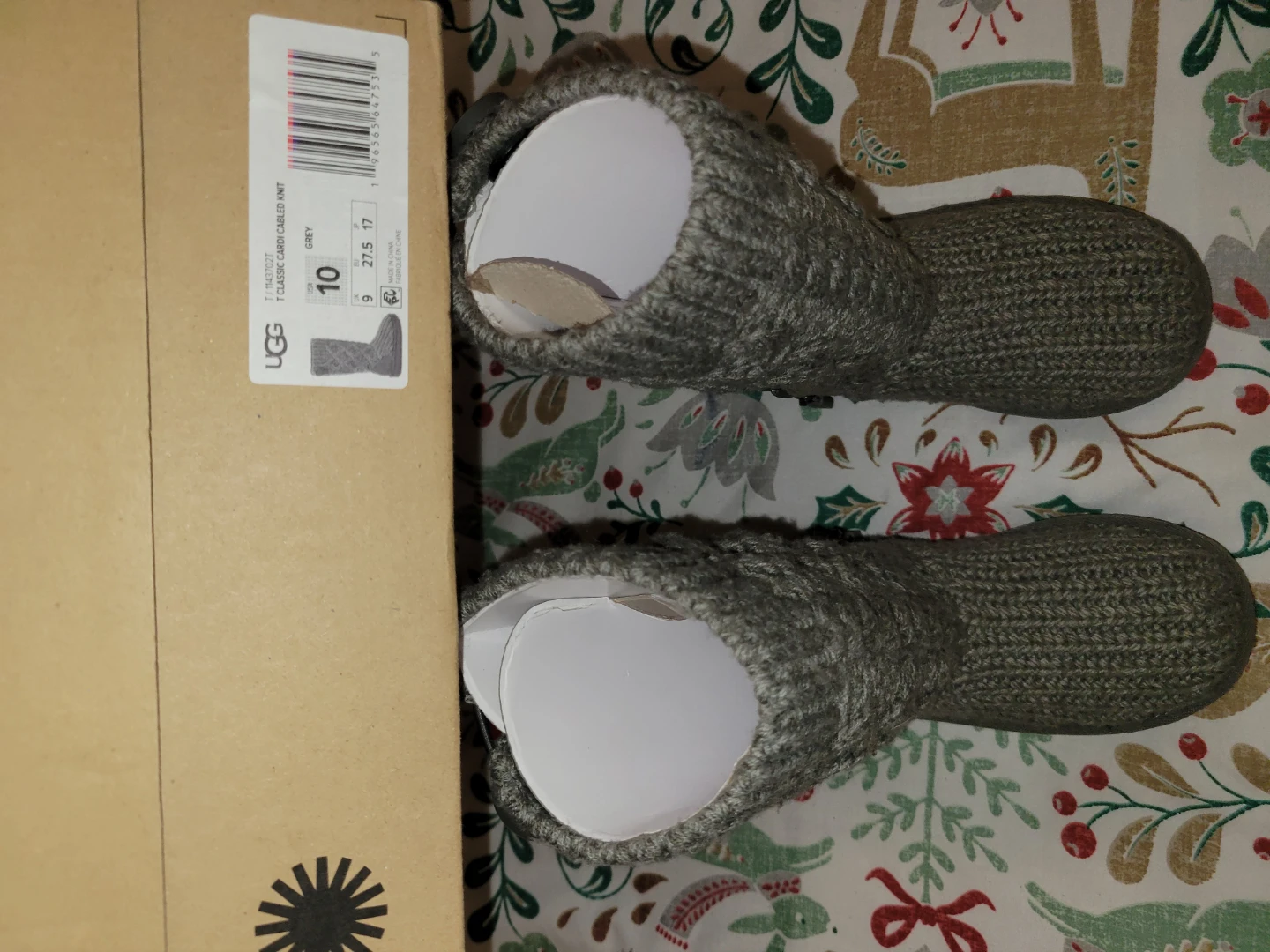 UGG Classic Cardi Cabled Knit Boots Grey Size 10 - photo 4