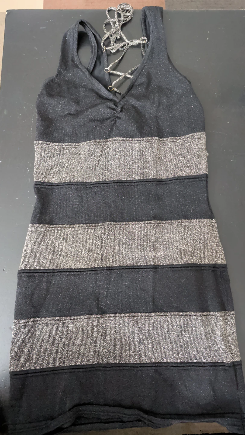 Twenty black and metallic lace-up sleeveless dress