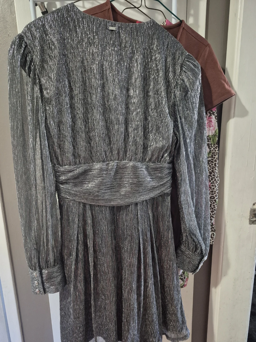 GUESS Silver Metallic Long Sleeve Dress - photo 2