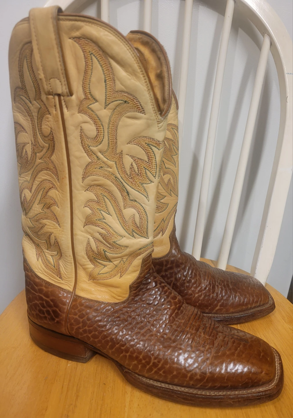Justin Vintage Brown Zipper Square Toe Mens Western Boots 9.5 D