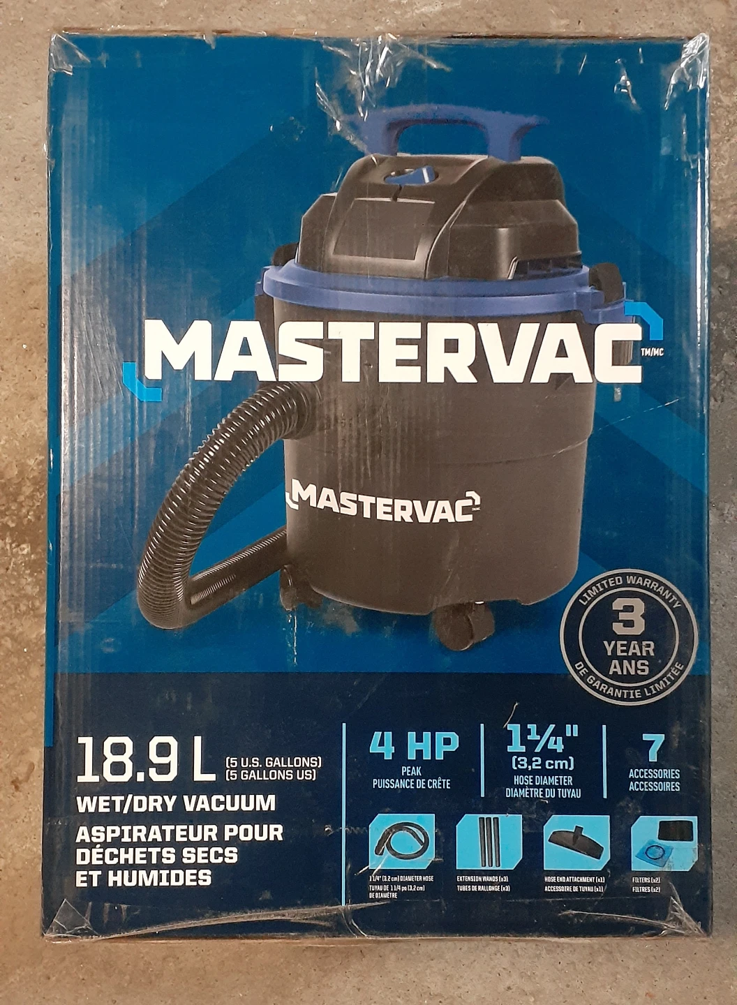 Brand new Mastervac 18.9L Wet/Dry Vacuum