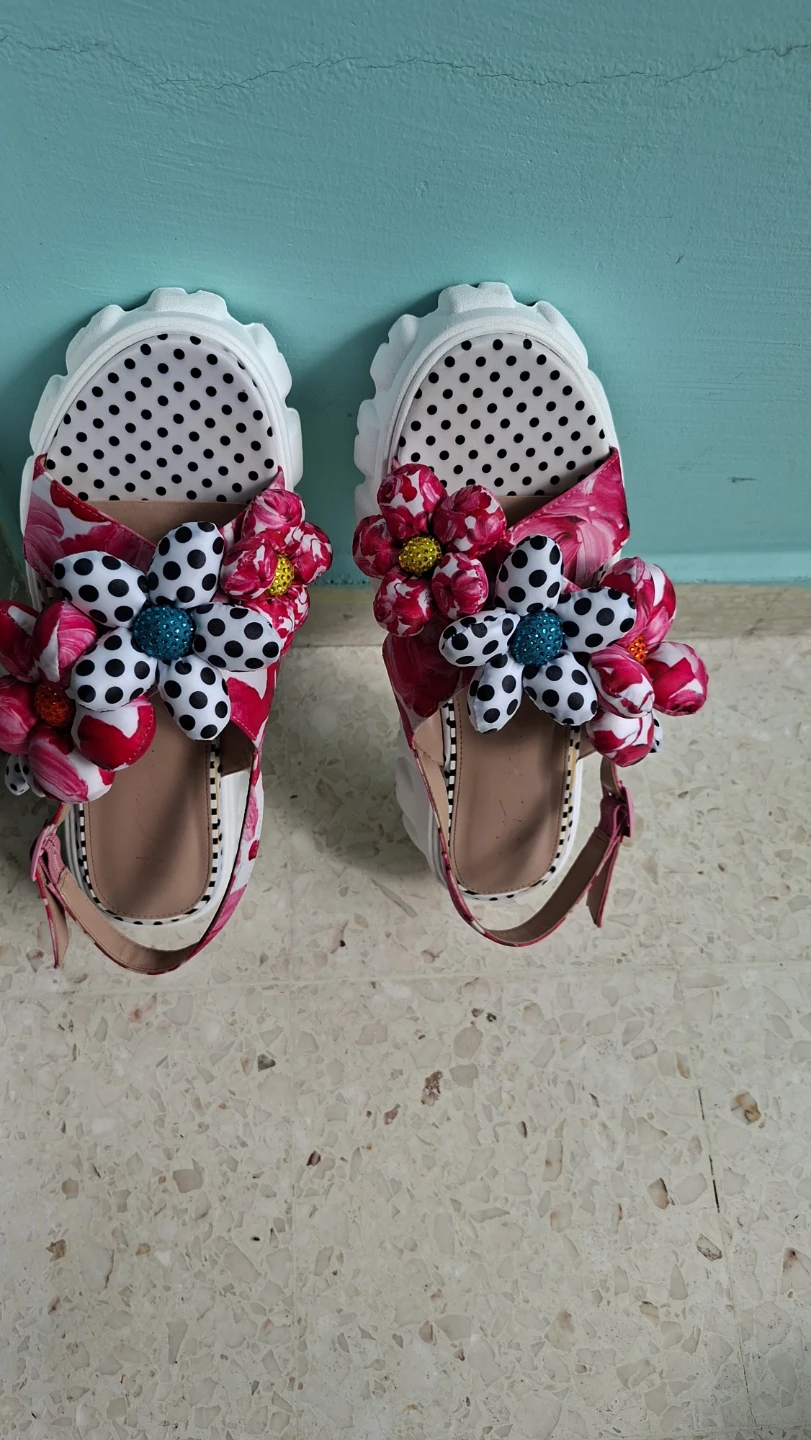 Betsey Johnson Floral Polka Dot Platform Sandals - photo 2
