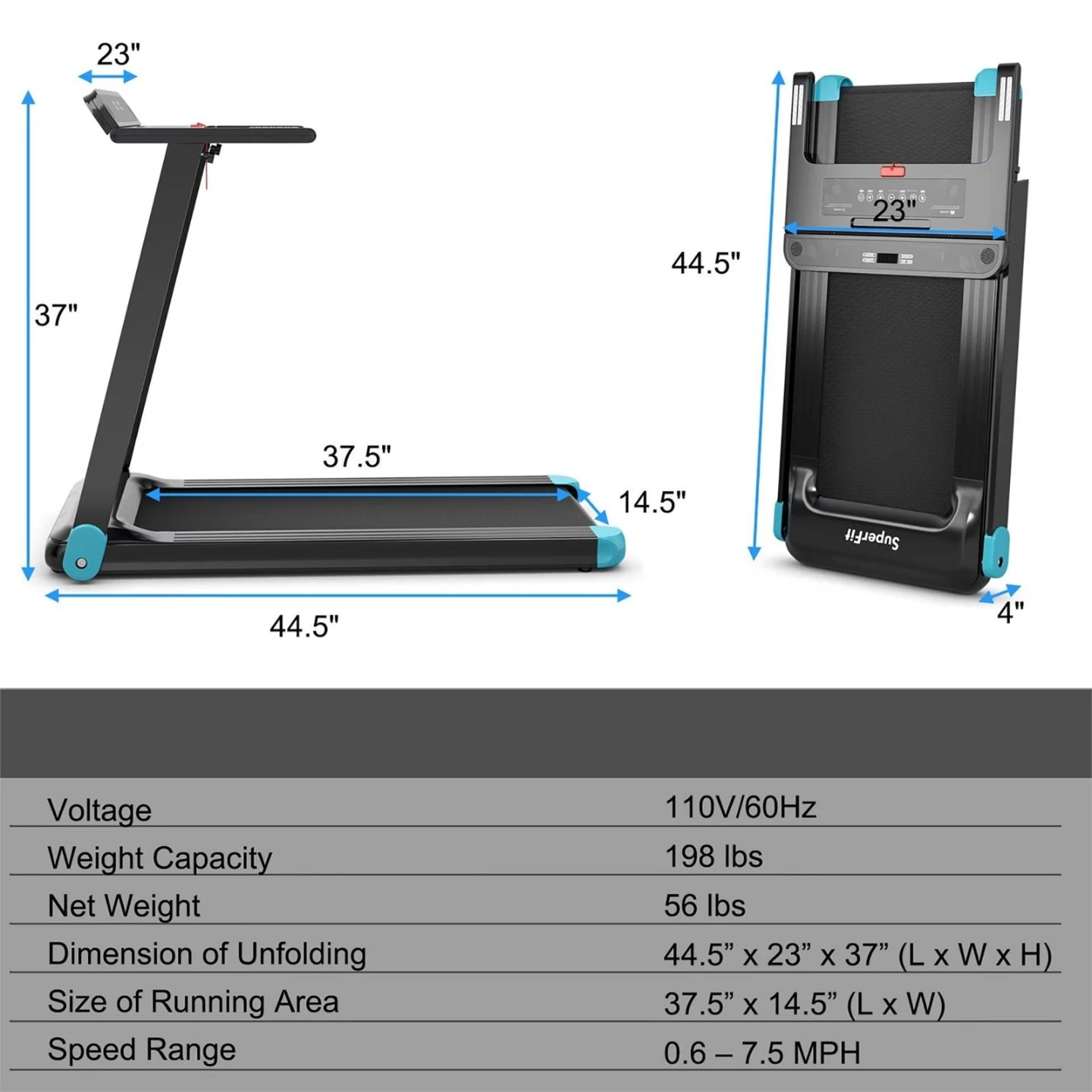 New<> SuperFit Folding Electric Treadmill - photo 5