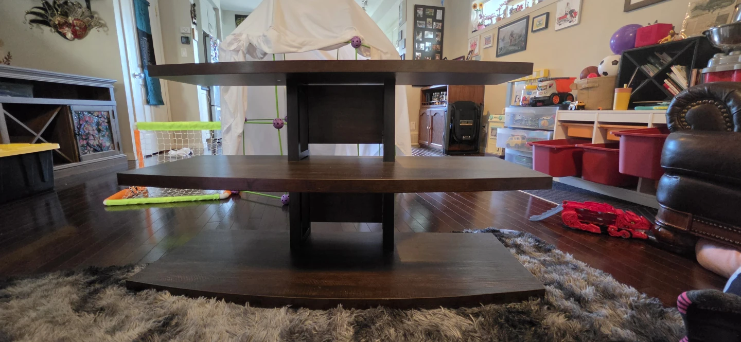 Three-Tier Dark Wood Media Console
