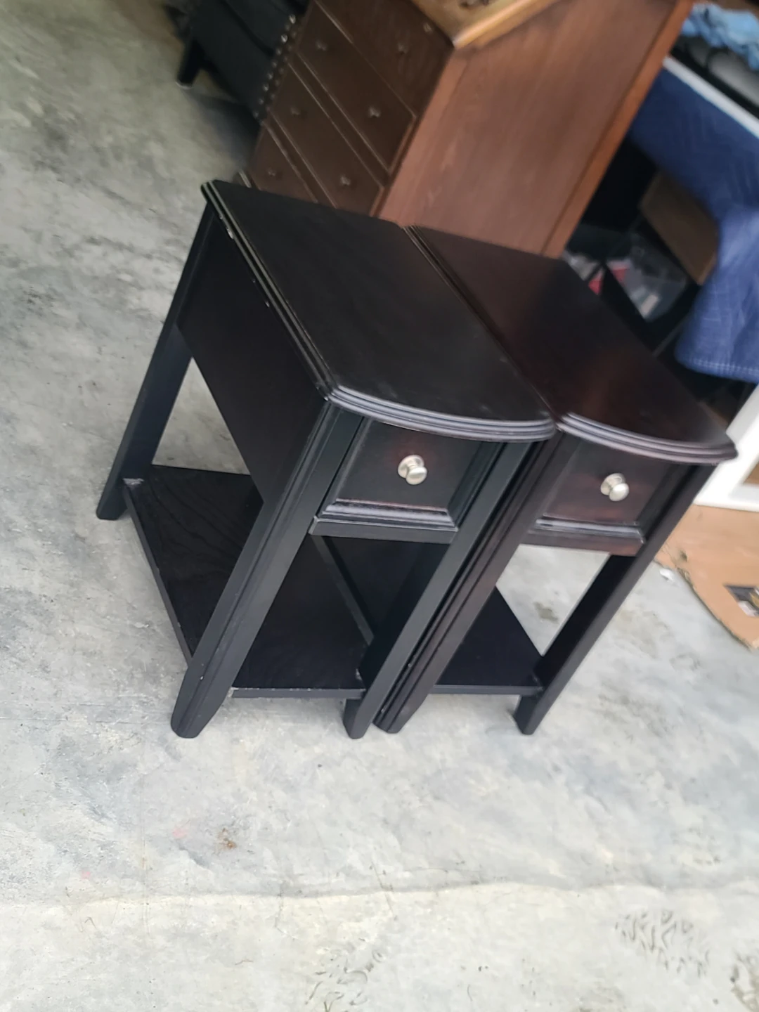 Pair of Dark Wood Nightstands - photo 2