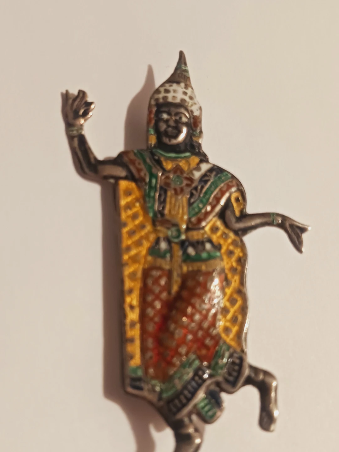 Siam NielloThai Dancer Sterling Silver 925 Brooch - photo 3