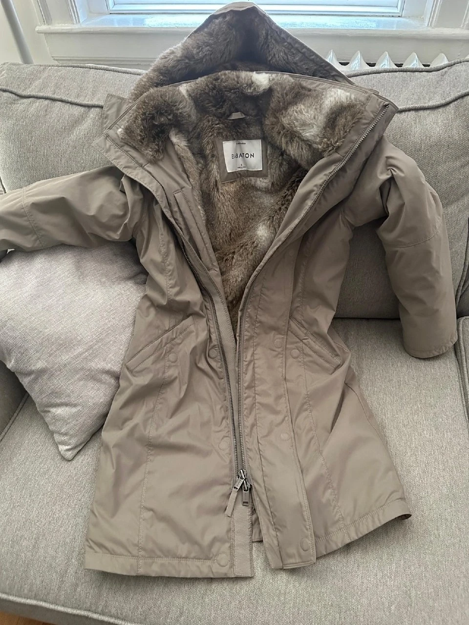 Babaton Faux Fur Lined Parka size S