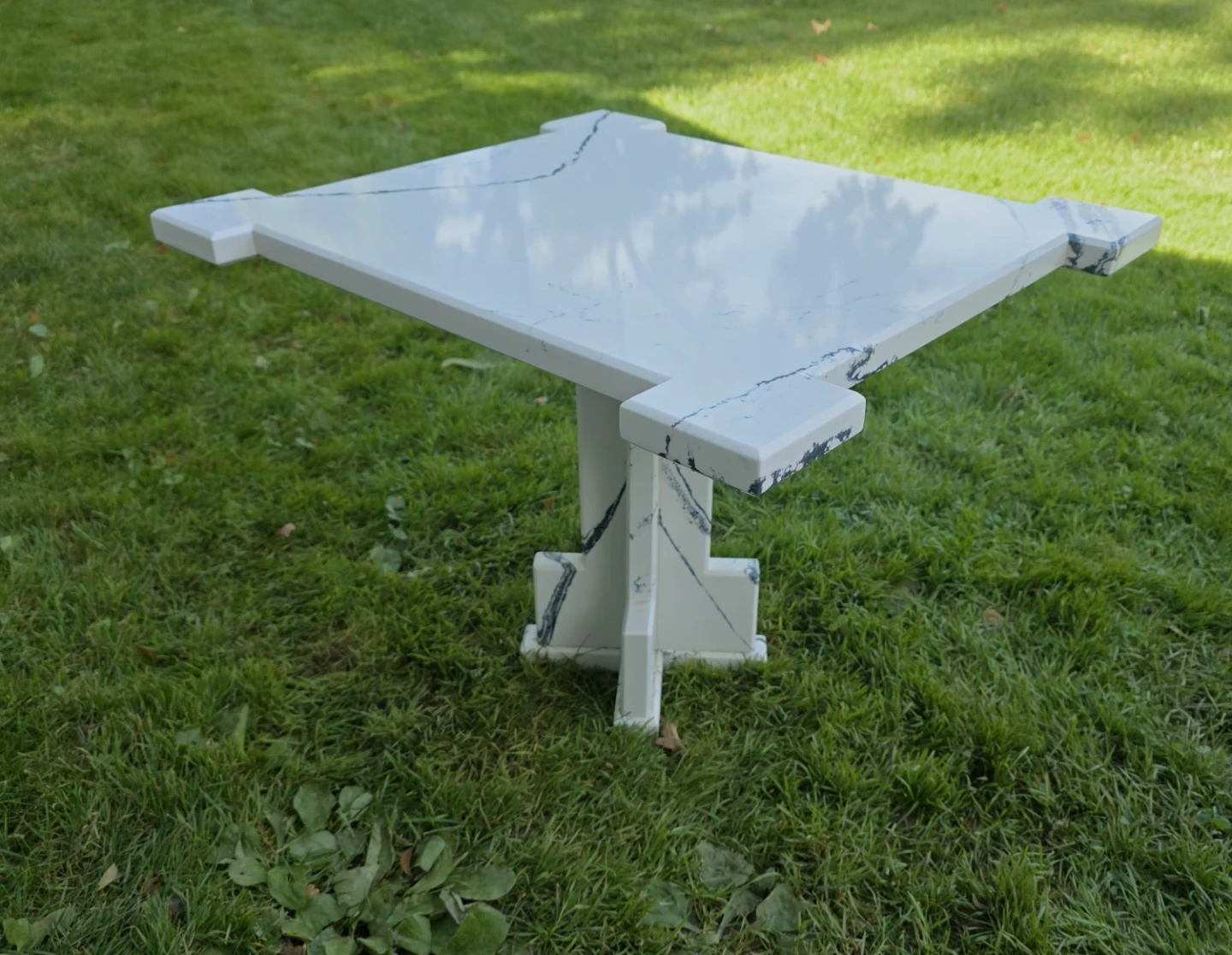 White Marble Accent Table - photo 2