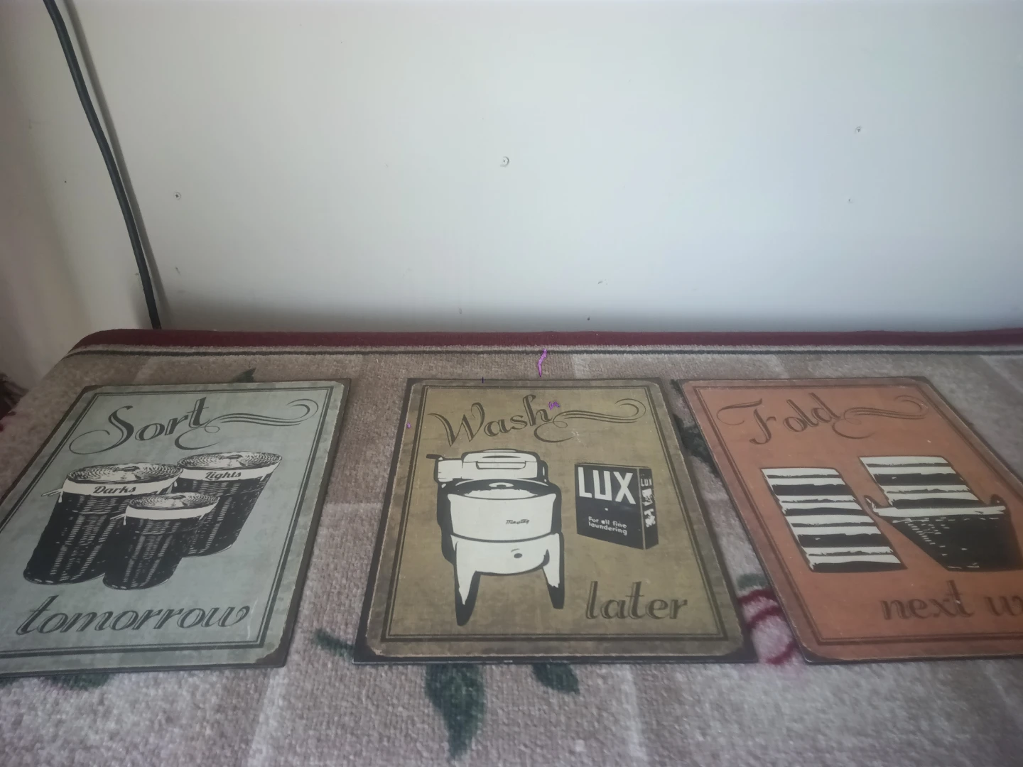 Set of 3 Vintage Laundry Wall Signs