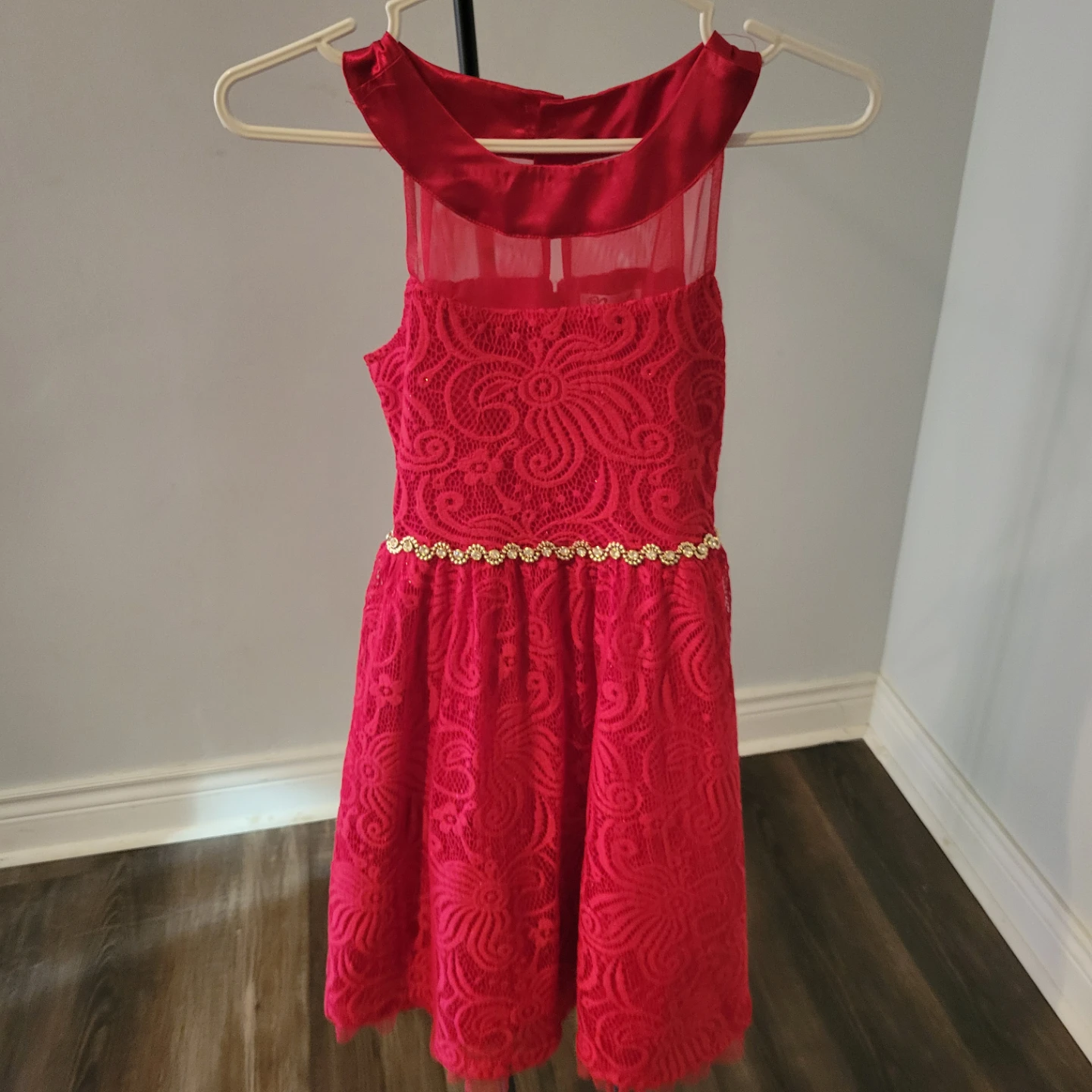 Girls Red Lace Dress- Size 10