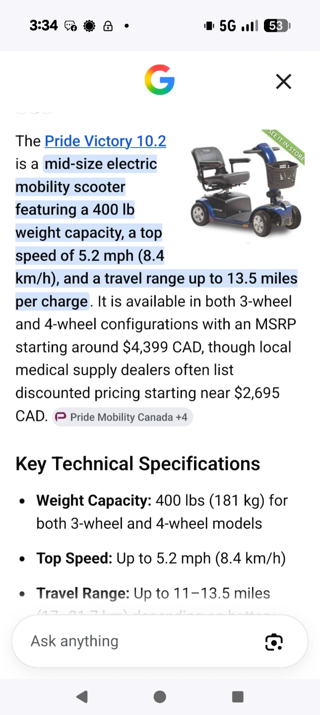 Victory pride 10.2 mobility scooter - photo 2