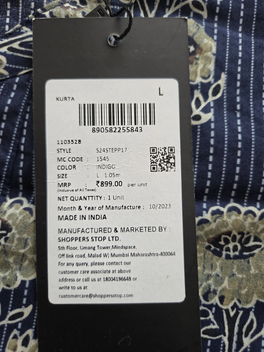 STOP Indigo Floral Cotton Kurta - photo 4