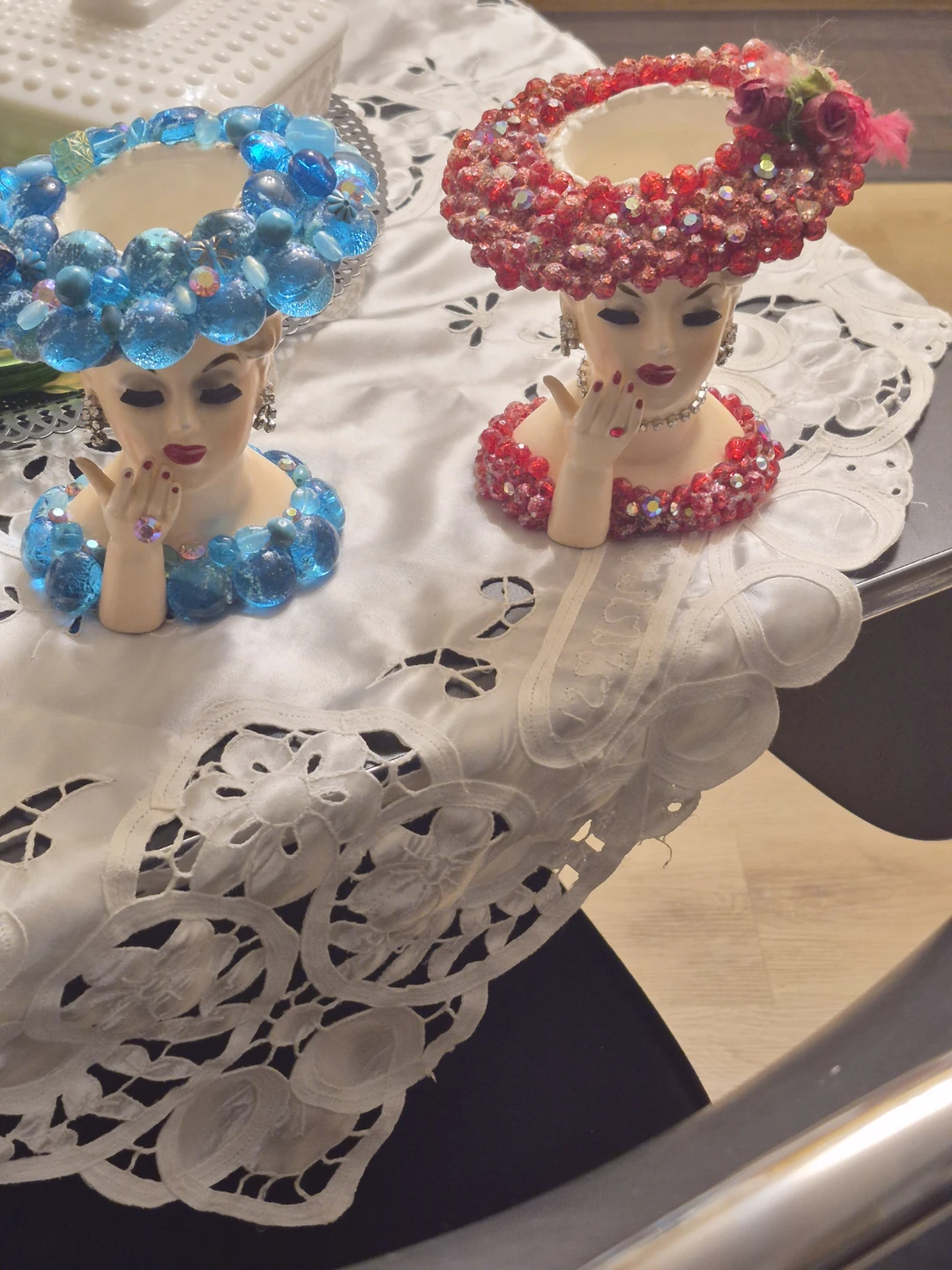 Two Vintage 1958 Napco Lady Head Vases