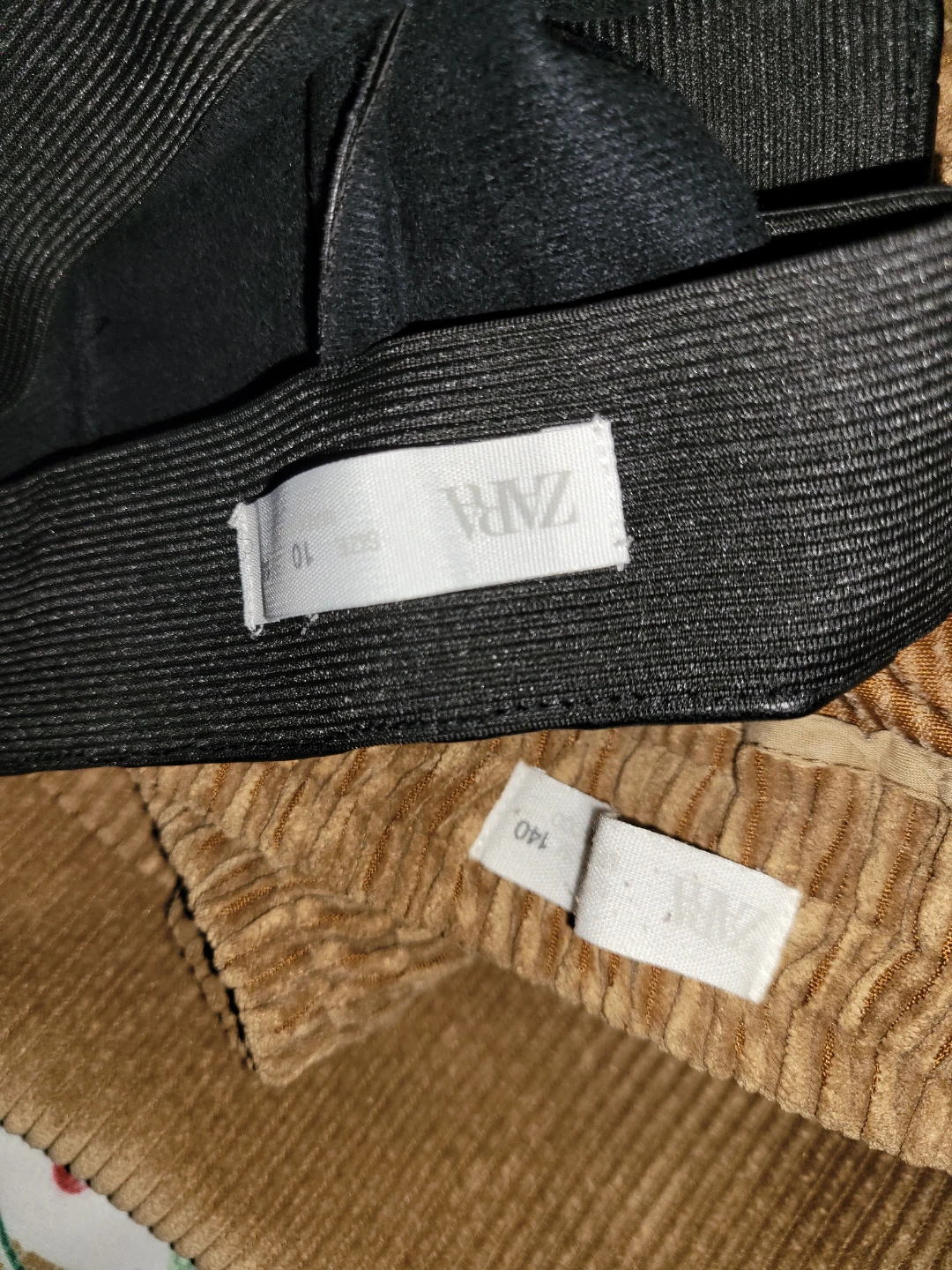 Zara Tan Corduroy Pants and Zara black leather pants