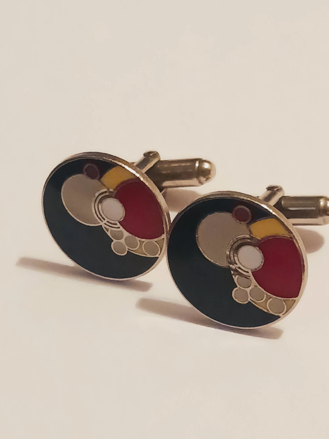 FRANK LLOYD WRIGHT Signed Abstract Geometric Enamel Cufflinks