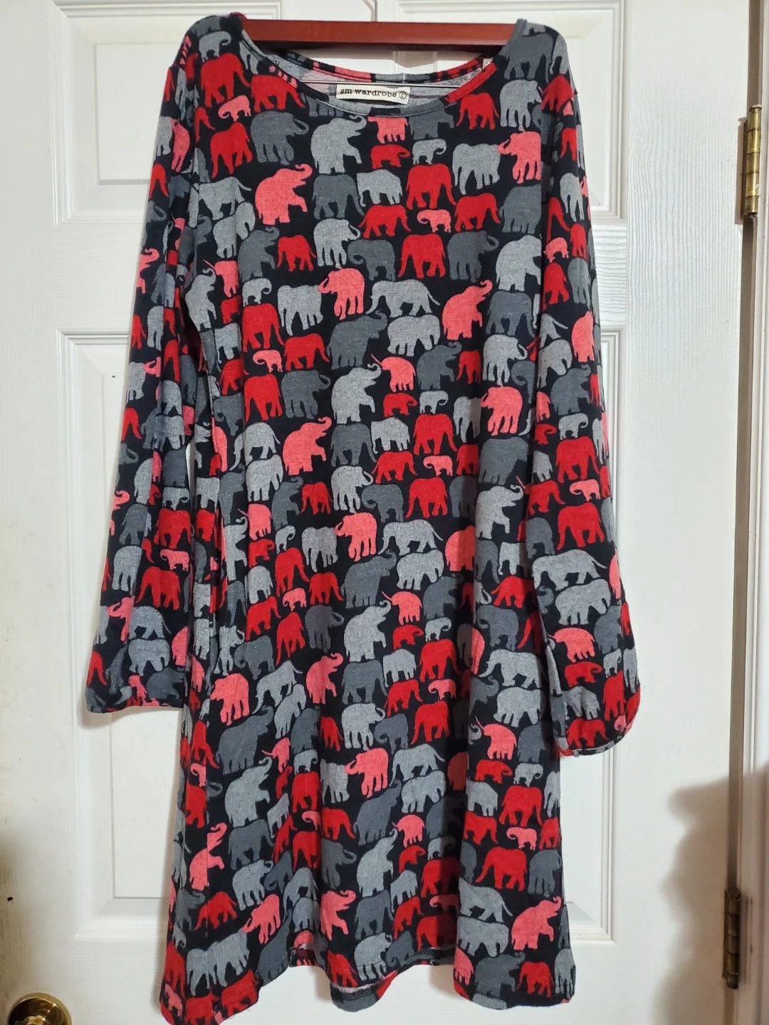 sm wardrobe long sleeve elephant print dress - photo 3