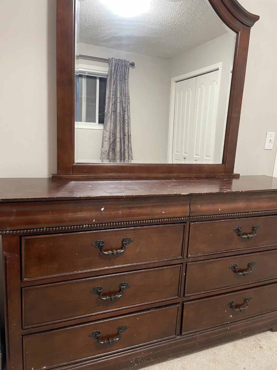 Wooden Bedroom Dresser with Mirror