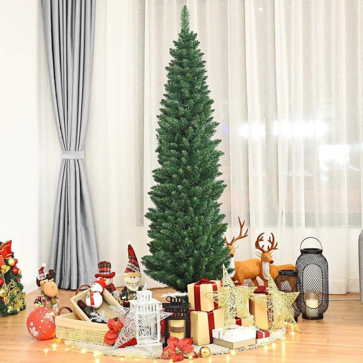 New<> 7ft Artificial Pencil Christmas Tree