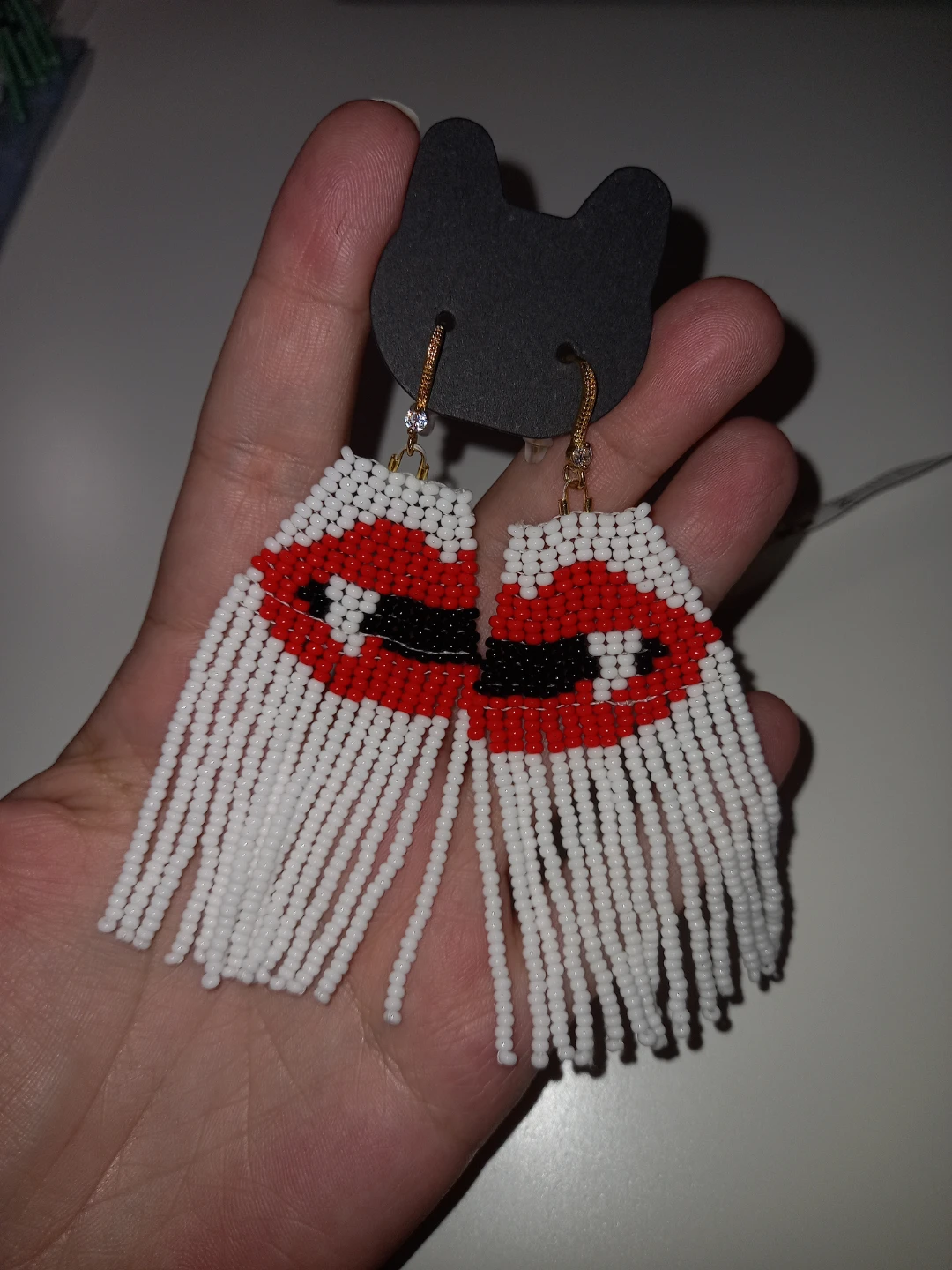 Halloween beaded fringe earrings