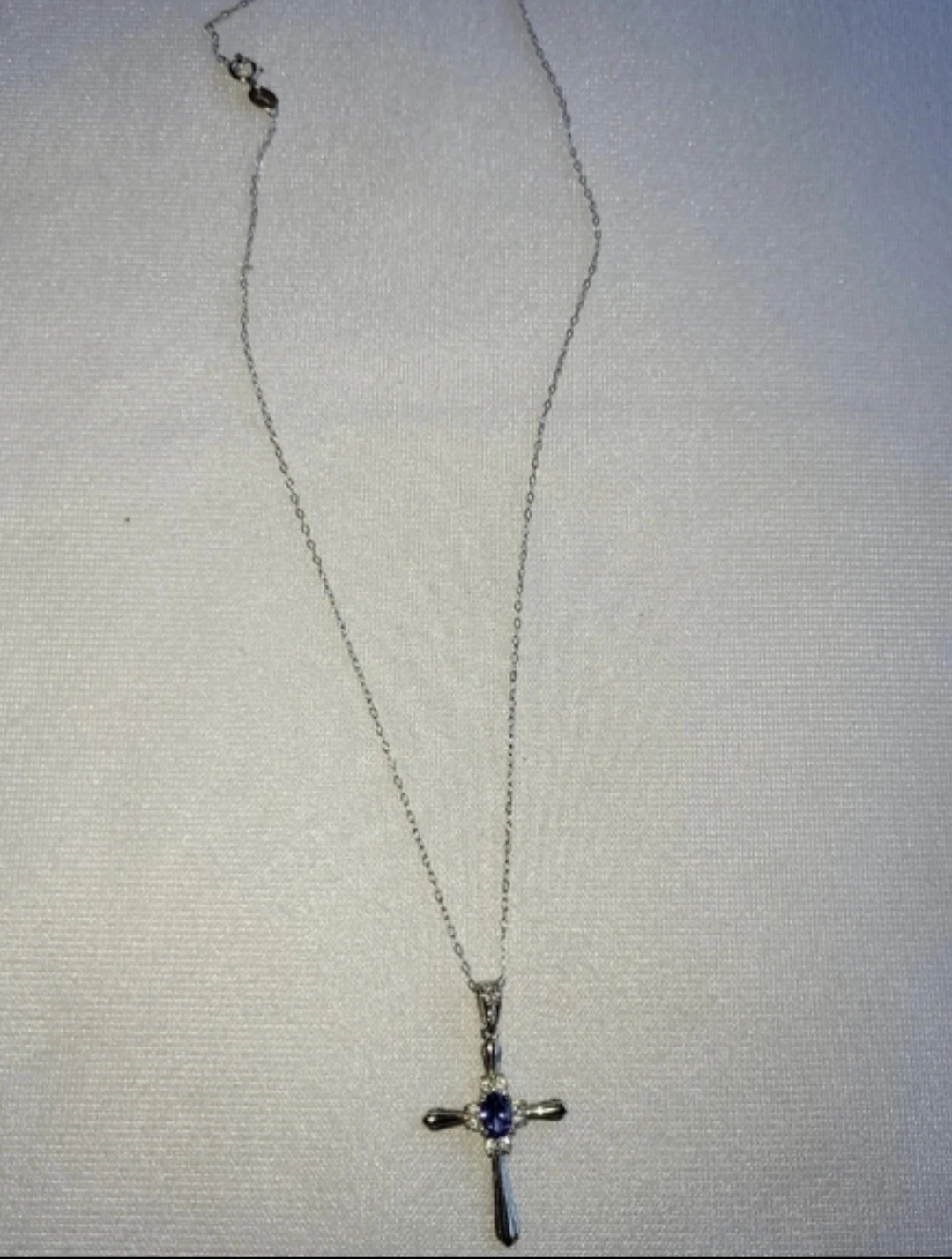 Sterling Silver Blue Stone Cross Necklace - photo 3