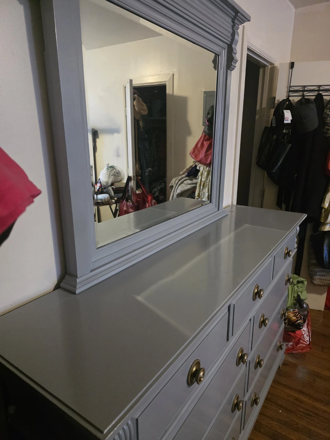 Grey Bedroom Furniture Set with Headboard and Dresser